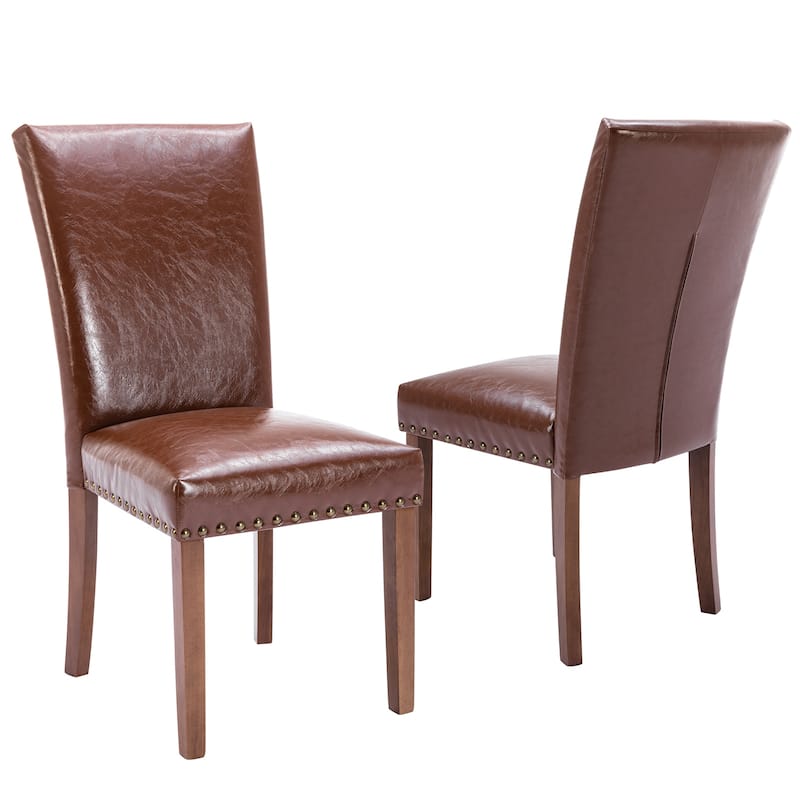 Upholstered Parsons Dining Chairs Set of 2/4/6, Fabric Dining Room Kitchen Side Chair with Nailhead Trim and Wood Legs