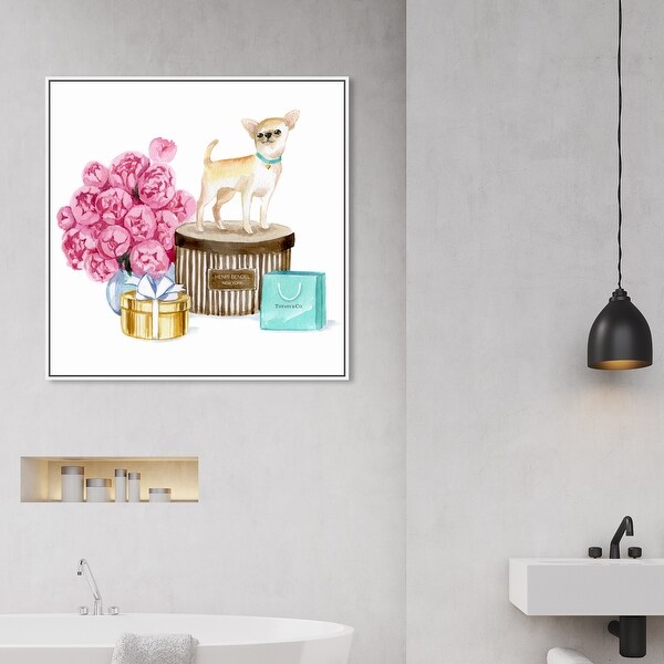 Oliver Gal 'Creamy chic chihuahua Square' Animals Wall Art Framed