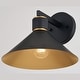 preview thumbnail 11 of 12, VAXCEL Dunbar 1-Light Matte Black and Gold Contemporary Outdoor Wall Sconce, Durable Metal Shade, LED Compatible, Dark Sky