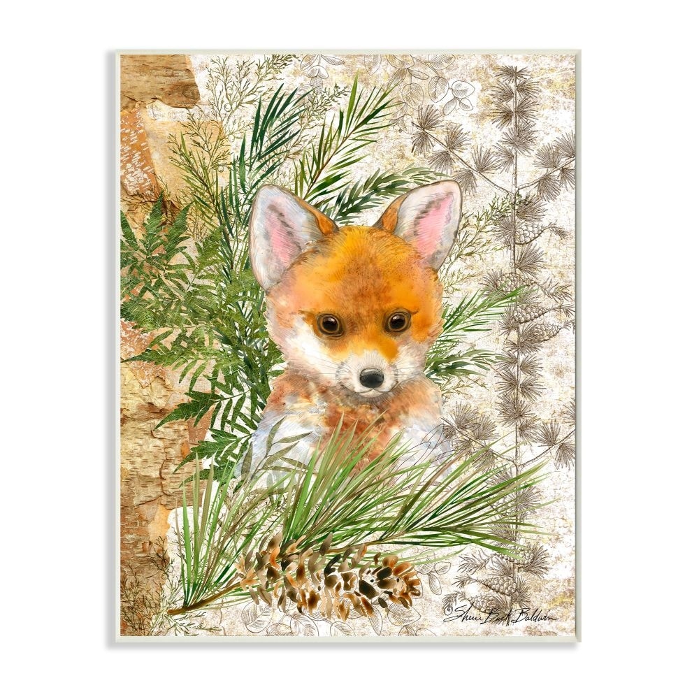 The Kids Room by Stupell Distressed Woodland Fox Wall Plaque 11 x 14 