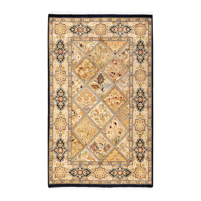Overton Hand Knotted Wool Vintage Inspired Traditional Mogul Brown Area Rug - 3 x 5