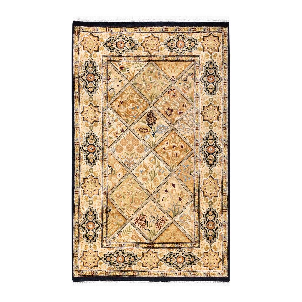 Overton Hand Knotted Wool Vintage Inspired Traditional Mogul Brown Area Rug - 3 x 5