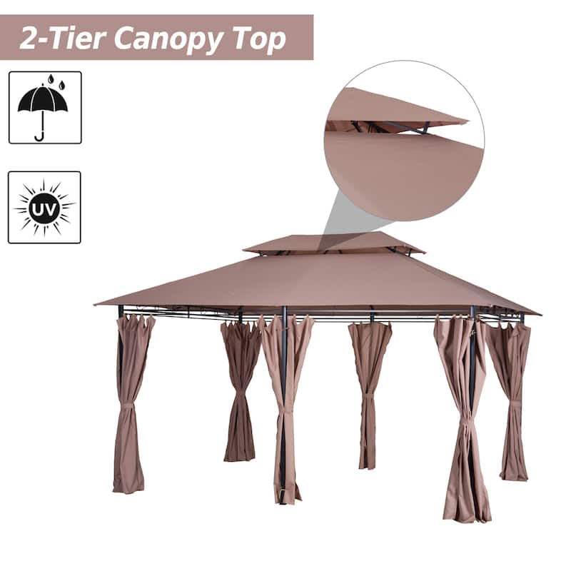 Outsunny 2-tier Steel Garden Gazebo with Vented Soft Top Canopy