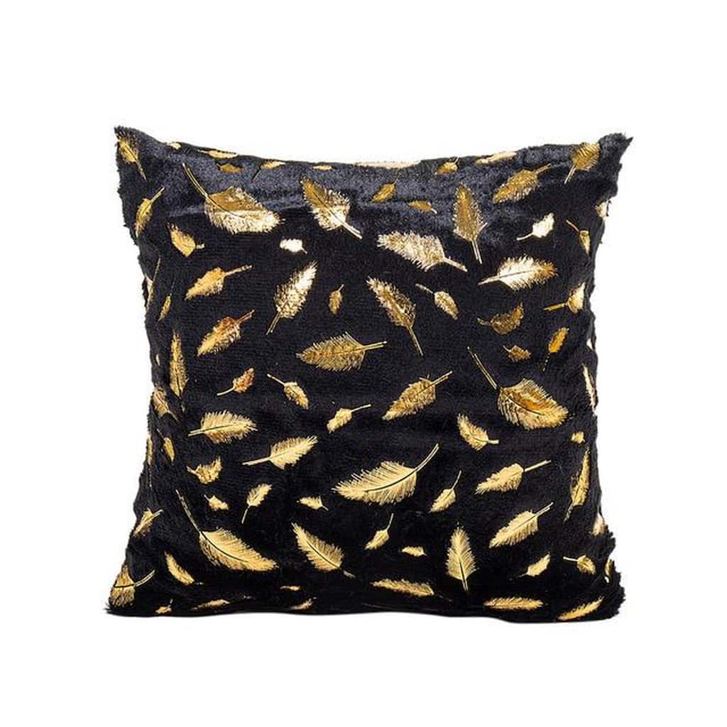 Feather Bronzing Gold Foil Soft Linen Pillow Case