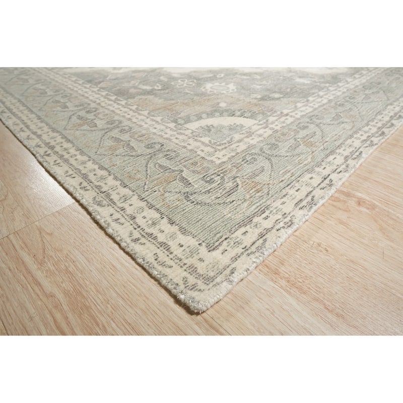 Home Decor EORC Hand-Knotted Wool Oriental Rug Elegant Light Green Area Rug for Living Room, Bedroom, Office, & Home Décor