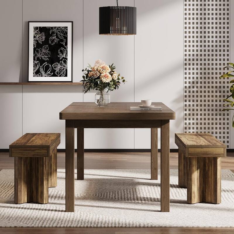 Farmhouse Wooden Dining Bench, 47" Indoor Kitchen Table Bench