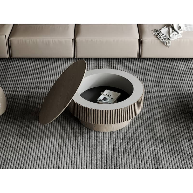 GDF Studio - Aveline 31.5 Inch Round Coffee Table with Storage