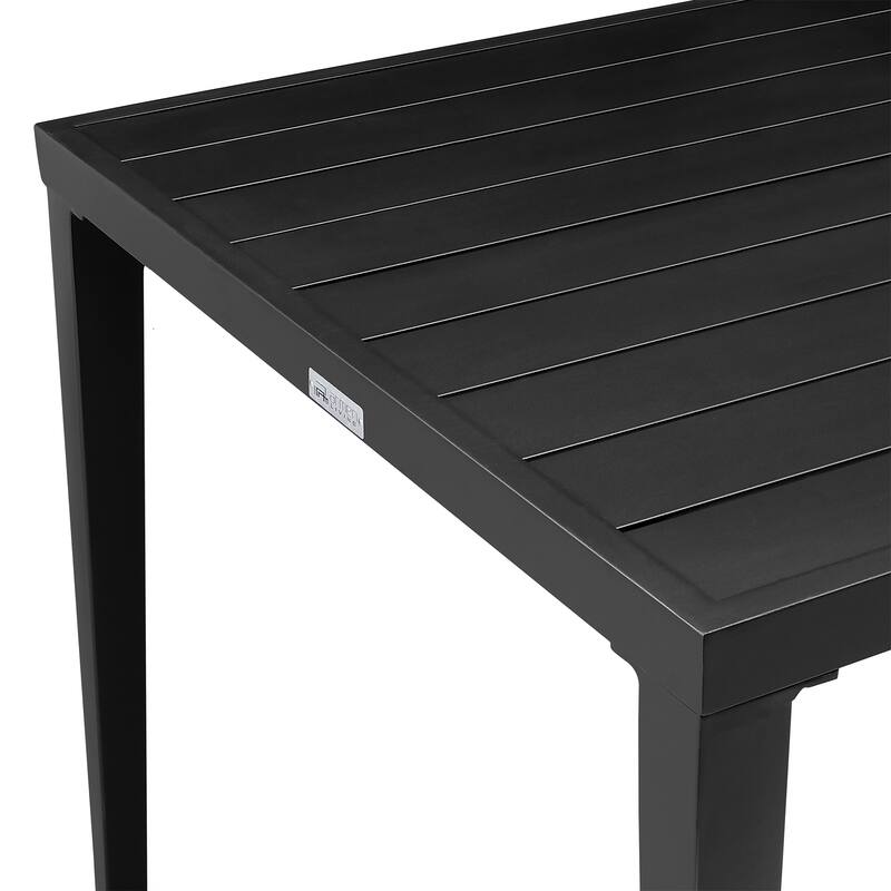 Aileen Black Aluminum Outdoor Slat Top Dining Table - 70" W x 37" D x 30" H