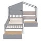 preview thumbnail 13 of 16, Twin Size House Bed with Upholstered Sofa, Charging Station, Wireless Charging, Shelves, and Two Drawers