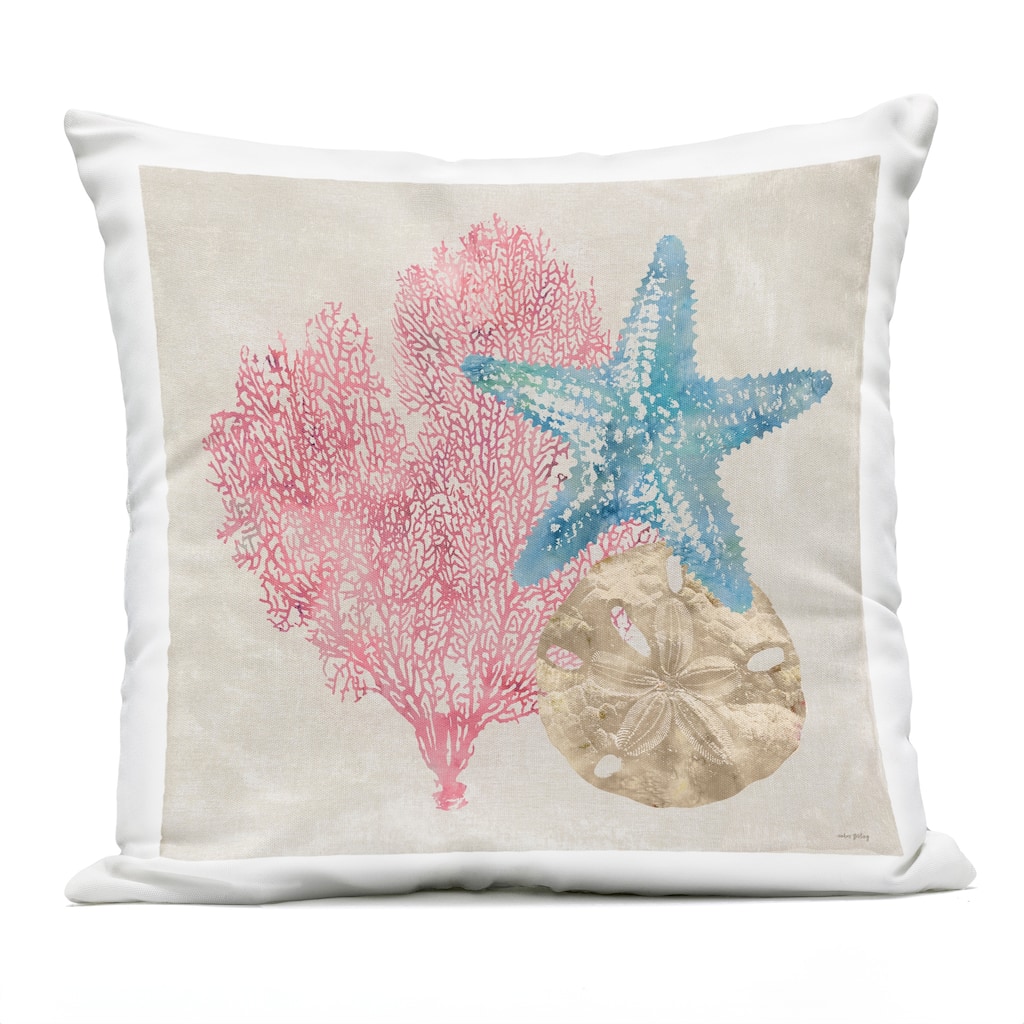 Stupell Sea Life Trio on Beige Printed Outdoor Throw Pillow Design by Amber Sterling