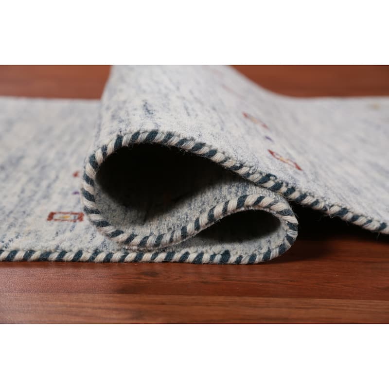 Hand Knotted Oriental 100% Wool Carpet Tribal Animal Pictorial Beige & Ivories Gabbeh Area Rug - 5' 9'' X 2' 9''