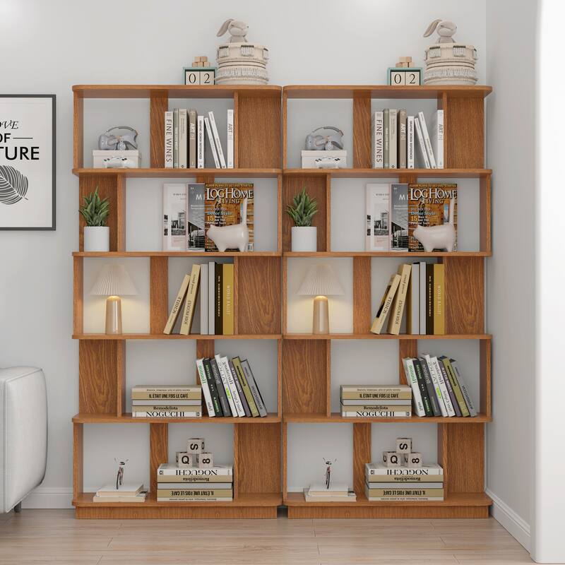 31.5"L X 64.56"H Free Combination Bookshelf Modern 5-Tier Open Storage Bookcase Mdf Wood Display Shelving,Media Storage Shelves