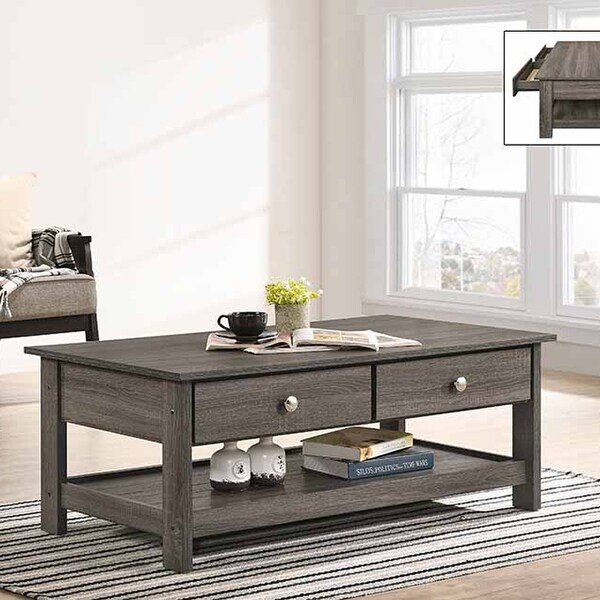 3 piece coffee table shop set with drawers
