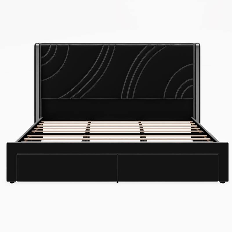 Luxurious Platform Bed with Storage and LED Headboard for Stylish Bedroom