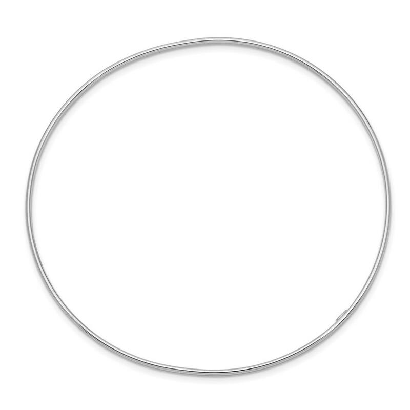 Curata 14k White Gold 8" 1.5" Polished Thin Slip-on Stackable Bangle Bracelet