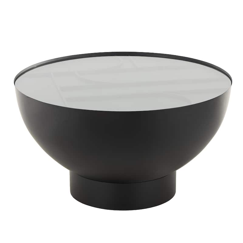 Metal Geometric Accent Table with Glass Tabletop and Elevated Base - Black - Roche River Decor