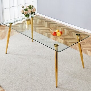 Modern Rectangular Glass Dining Table, Suitable for 4-6 People