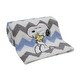 preview thumbnail 1 of 2, Lambs & Ivy My Little Snoopy Blue/Gray/White Chevron Baby Blanket