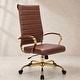 preview thumbnail 5 of 98, Benmar Ribbed Leather Executive High Back Office Chair with Gold Frame, Swivel, Tilt, Lumbar Support
