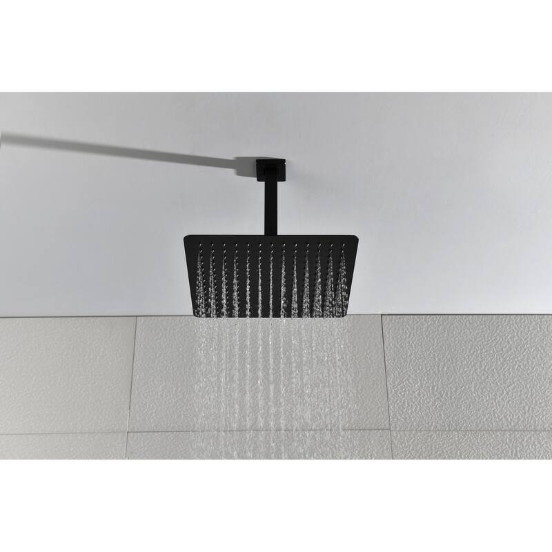 16 Inch Square Rain Shower Head Matte Black 304 Stainless Steel Showerhead