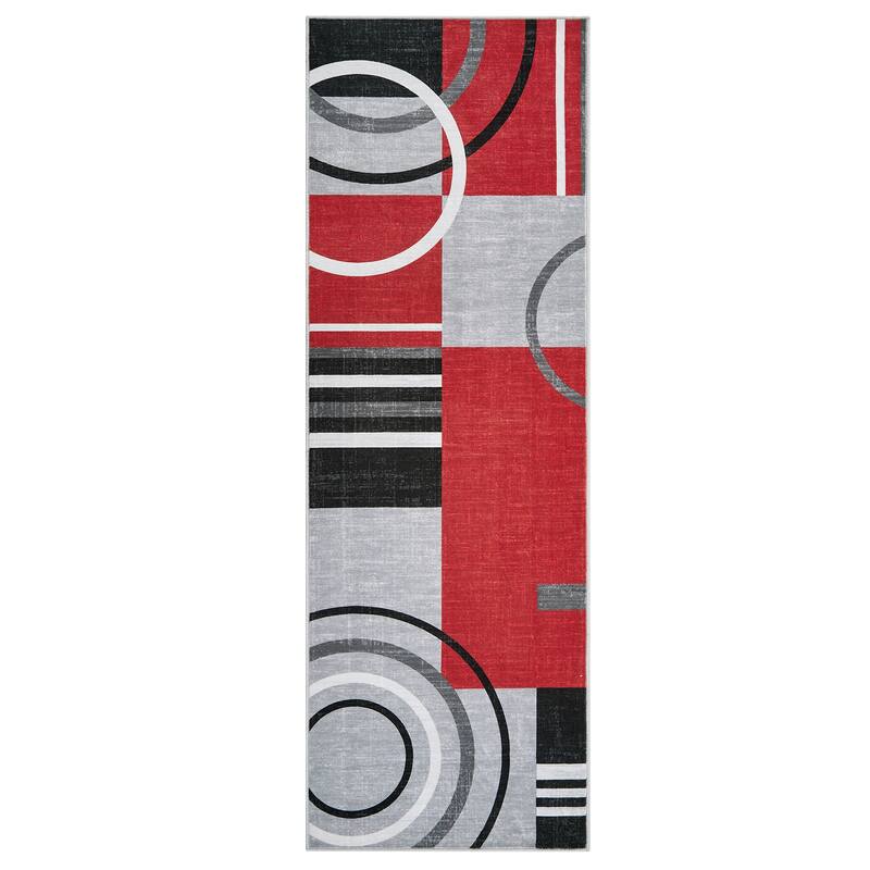 Washable Rugs for Living Room Bedroom Circles Pattern Rug Modern Geometric Area Rug