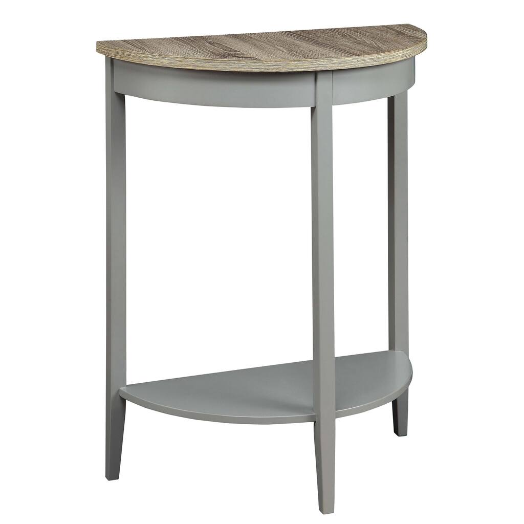 Half Moon Console Table with Bottom Shelf, Wooden Frame for Living Room