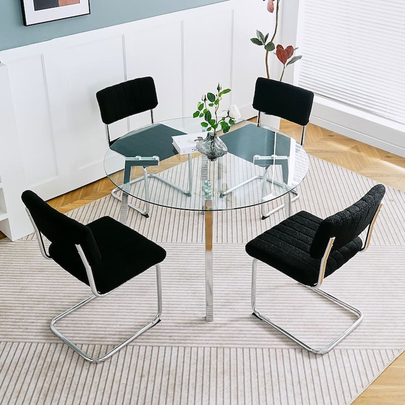 Modern minimalist ROUND glass dining table