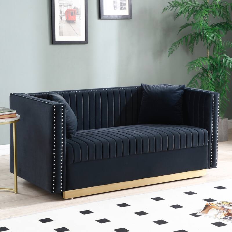 Contemporary Vertical Channel Tufted Velvet Sofa, a Stylish and Comfortable Seating Option for Modern Living Spaces.