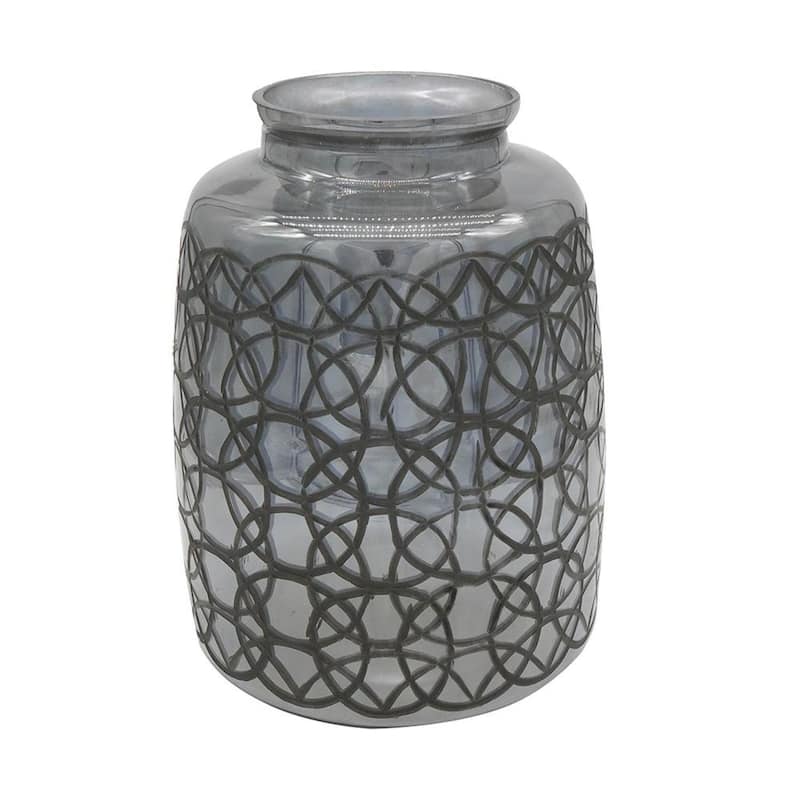 12" Dark Gray Geometric Round Glass Table Vase - 12.00