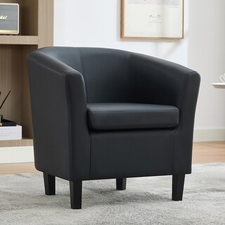 Porthos Home Viggo Faux Leather Accent Chair with Wooden Legs Bed