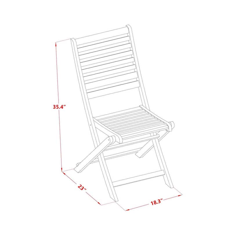 Outdoor Acacia Wood Folding Chairs - 2 Pack Patio Side Chairs for Garden, Deck, Porch - 35.4