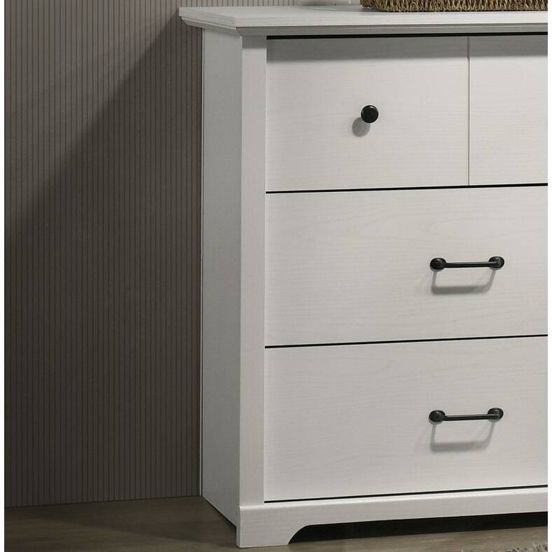 Elara 57"W 6-Drawer Dresser with Black Handles