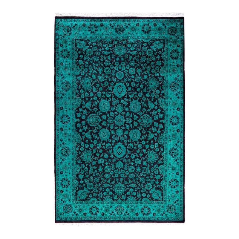 Fine Vibrance One-of-a-Kind Hand-Knotted Area Rug - Blue, 4' 2" x 6' 5" - 4' 2" x 6' 5"