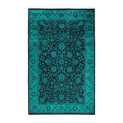 Fine Vibrance One-of-a-Kind Hand-Knotted Area Rug - Blue, 4' 2" x 6' 5" - 4' 2" x 6' 5"