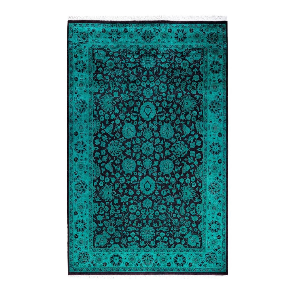 Fine Vibrance One-of-a-Kind Hand-Knotted Area Rug - Blue, 4' 2" x 6' 5" - 4' 2" x 6' 5"