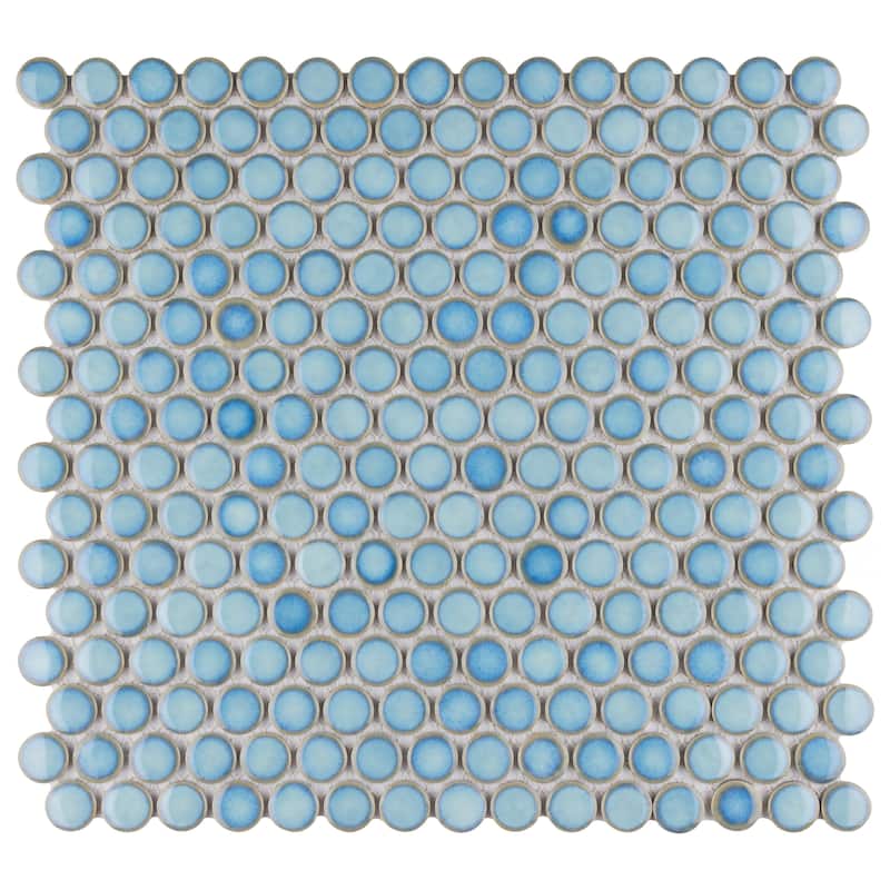 Merola Tile Hudson Penny Round Marine 11-7/8" x 12-5/8" Porcelain Floor and Wall Tile
