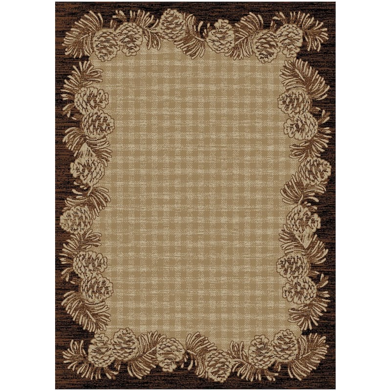 Hearthisde Crosshill Brown Checkered Pinecone Lodge Area Rug - 5'3"x7'3"