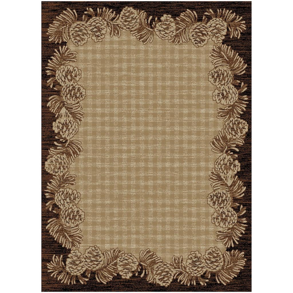 Hearthisde Crosshill Brown Checkered Pinecone Lodge Area Rug