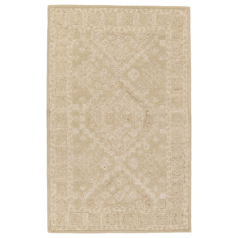 Rouran Handmade Medallion Tan/ Cream Area Rug - 8' x 10'