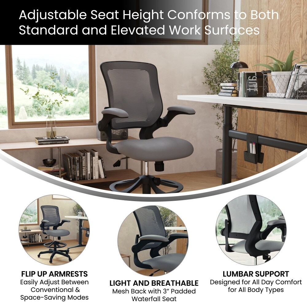 Drafting chair sales flip up arms