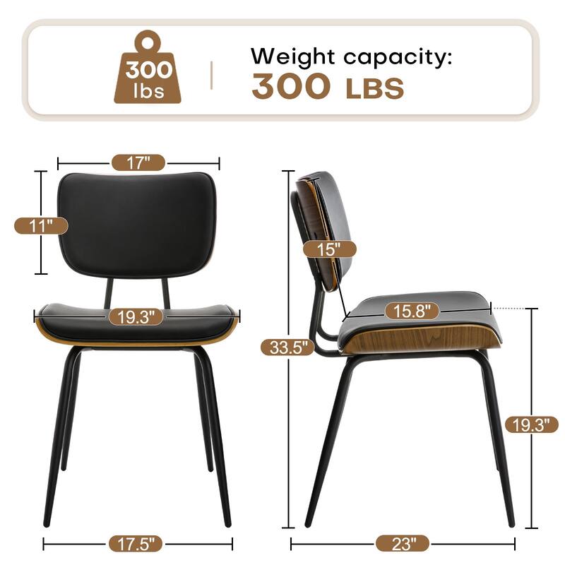 Faux Leather Upholstered Dining Chairs Set of 2/4 - 33.5"H x 19.3"W x 23"D