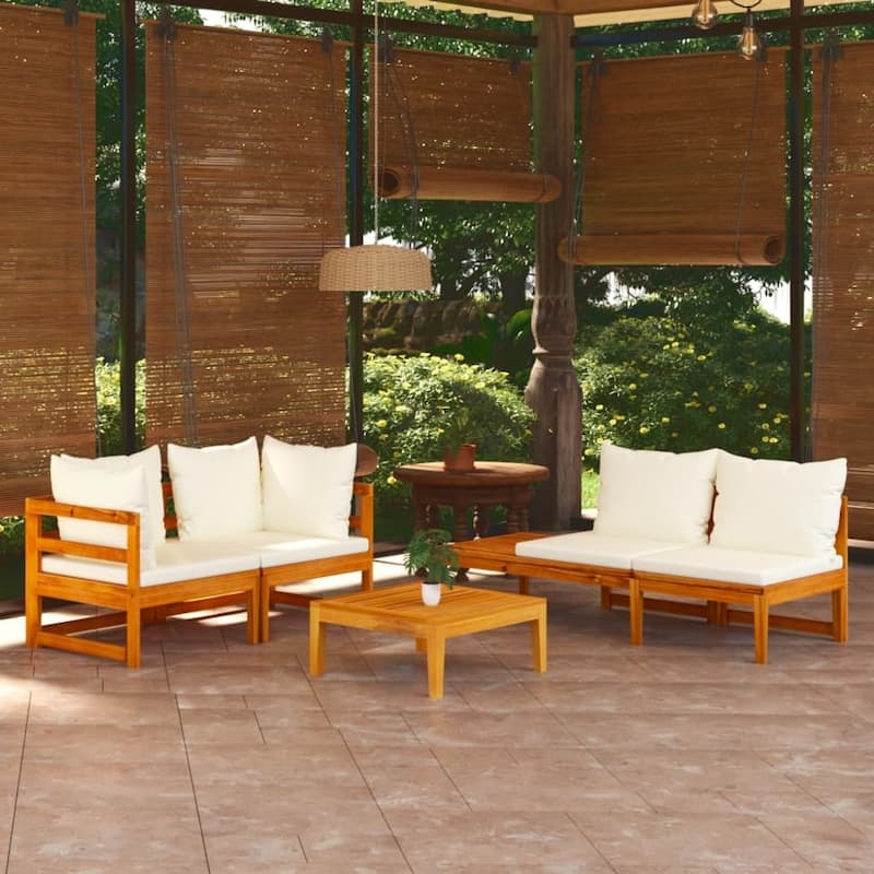 vidaXL Patio Lounge Set Chaise Lounge Outdoor Furniture Chair Acacia Wood - 25.2" x 25.2" x 11.4" - Grey 1 x Sun lounger
