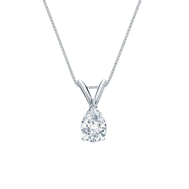 Auriya 14-karat Gold 0.38ctw Pear Solitaire Lab Grown Diamond Necklace V-End (H-I VS) Prong - 0.38 - White
