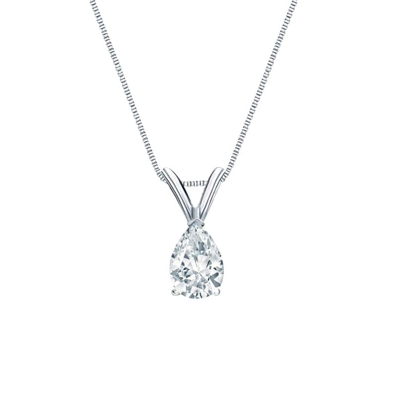 Auriya Platinum 0.45ctw Pear Solitaire Lab Grown Diamond Necklace V-End (H-I VS) Prong - 0.45 - 0.45 - 18 Inch - White - White