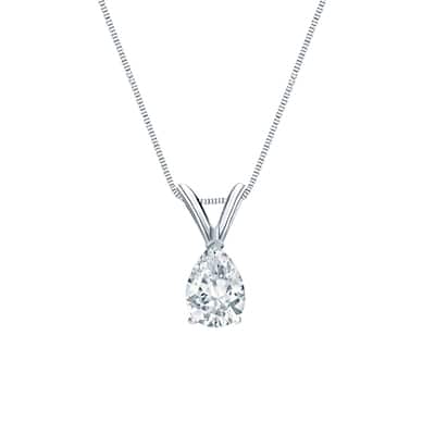 Auriya Platinum 0.45ctw Pear Solitaire Lab Grown Diamond Necklace V-End (H-I VS) Prong - 0.45