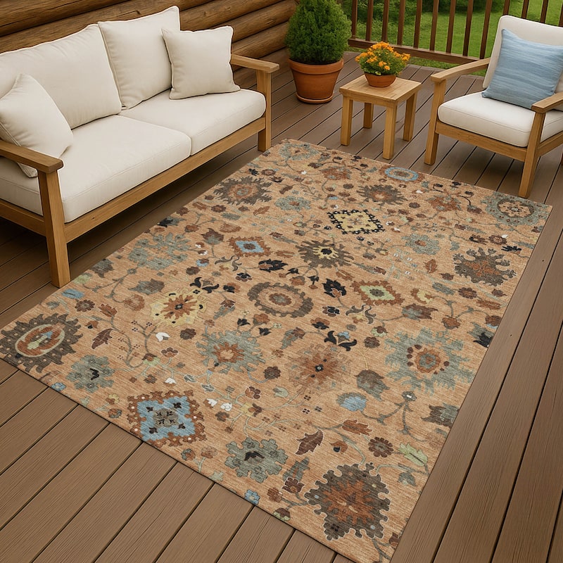 Machine Washable Indoor/ Outdoor Traditional Marci Chantille Rug - Copper - 3' x 5'