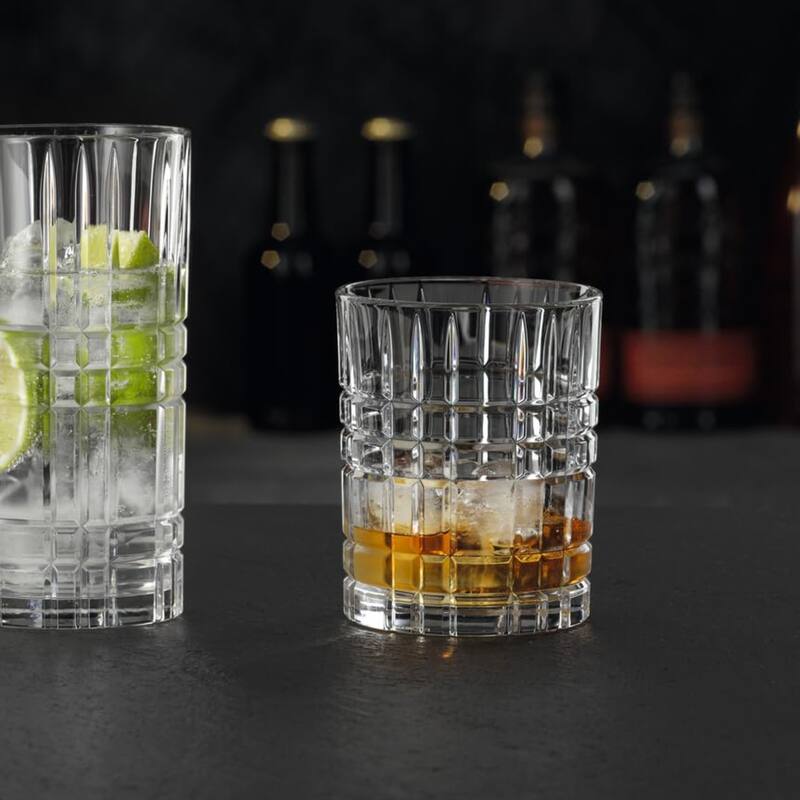 Nachtmann Highland Square 12 Piece Mixed Drinkware Set - 15 oz Highball and 11 oz lowball Glasses