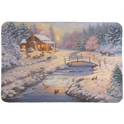 Thomas Kinkade A Winter Retreat Memory Foam Rug by Laural Home