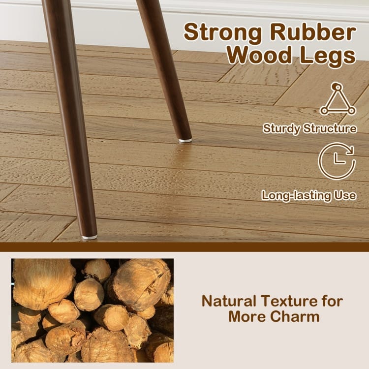 Rubber Wood Dining Chair Set of 2 with Padded Seat and Armrest - 24.5" x 23.5" x 34"