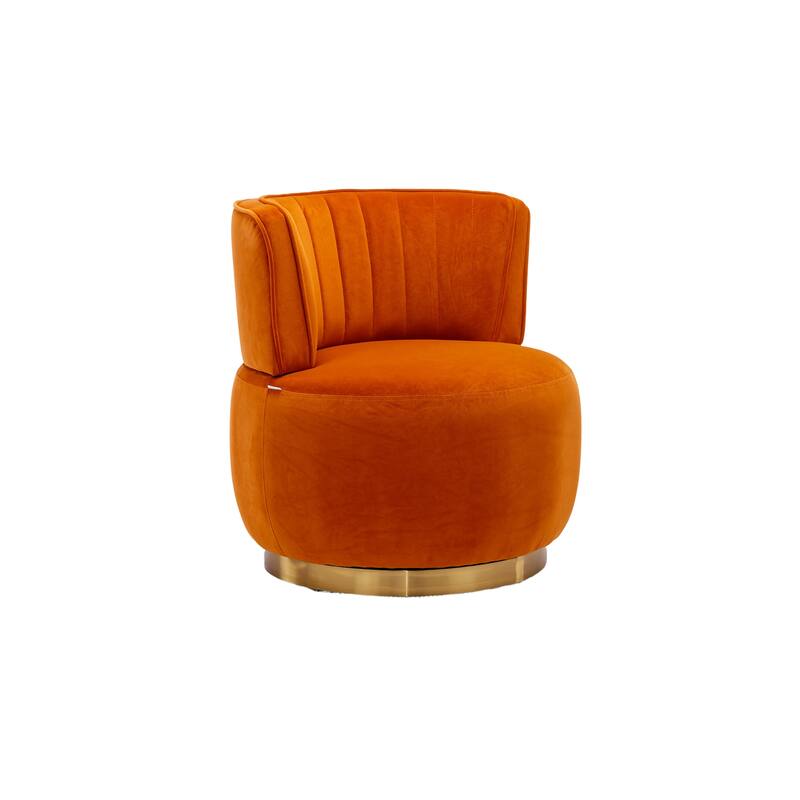 360° Swivel Velvet Barrel Sofa Chair with Wide Upholstered and Angled Armrests